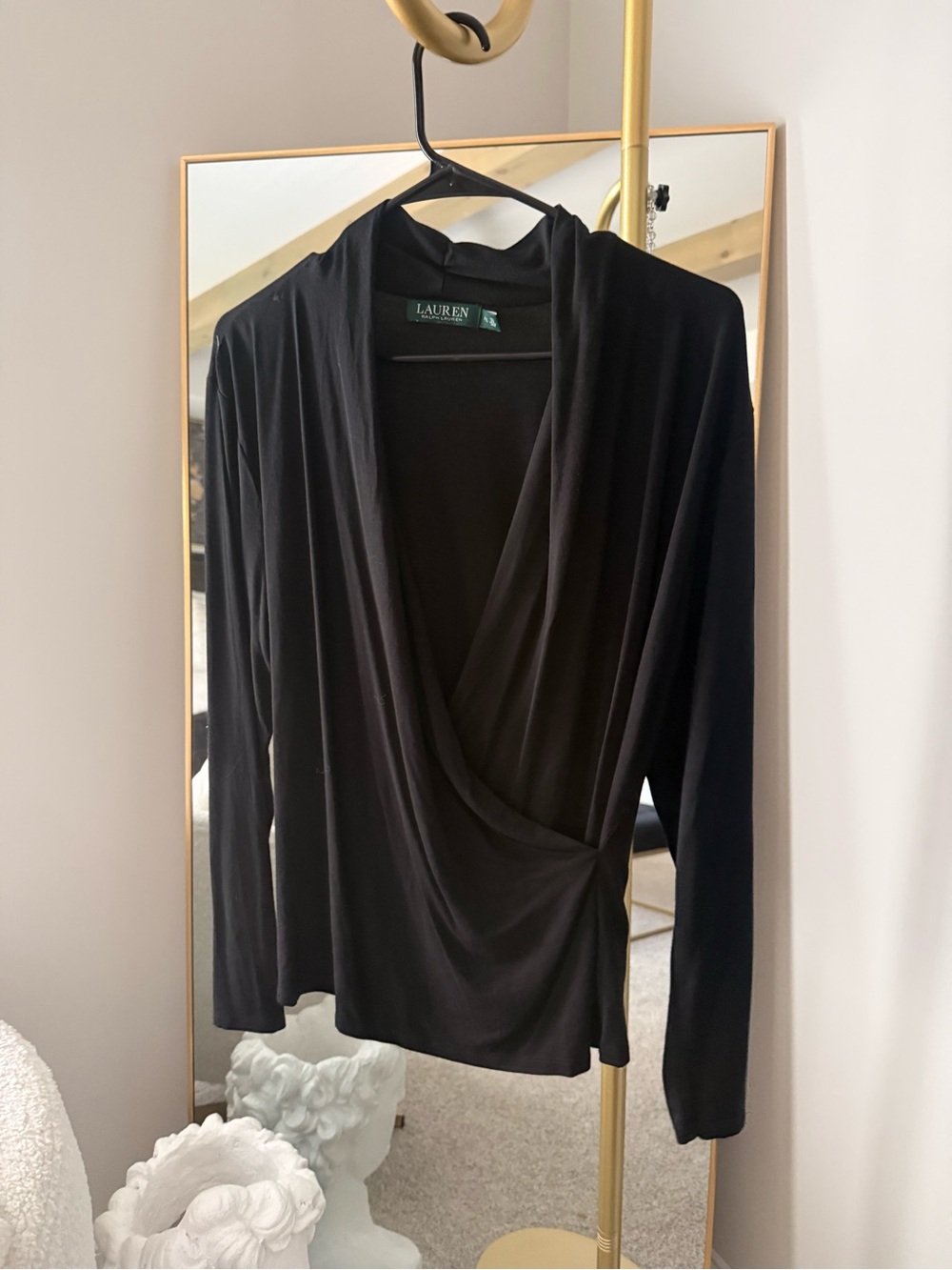 Ralph Lauren Black Long-Sleeve Wrap Top